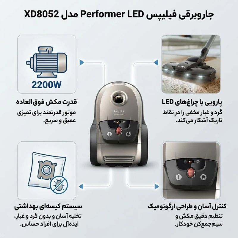 جاروبرقی فیلیپس مدل XD8052